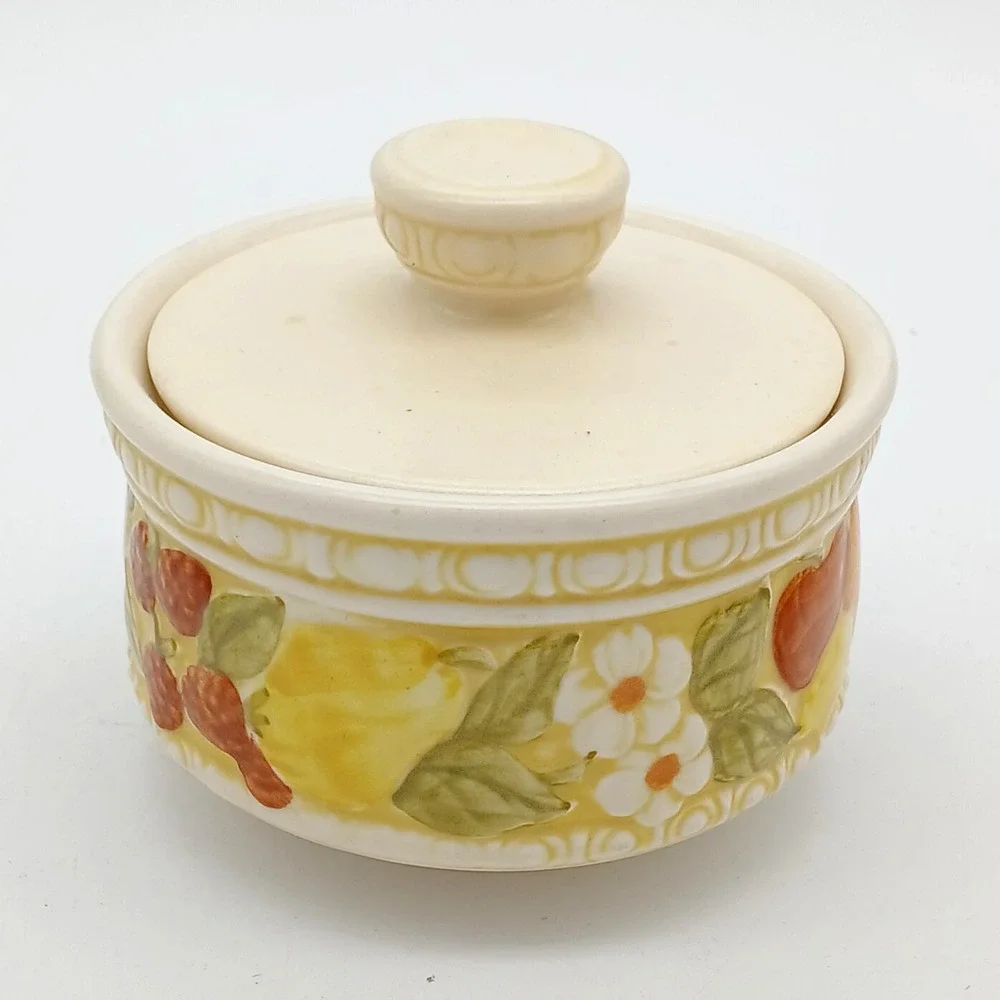 Vintage Metlox Poppytrail Della Robbia Sugar Bowl Creamer Set Vernonware